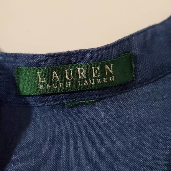 Lauren Ralph Lauren Linen Embroidered Boho Elegant Blouse Womens Size XL Blue - Picture 7 of 9